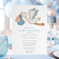 Baby shower de garçon de cigogne volant