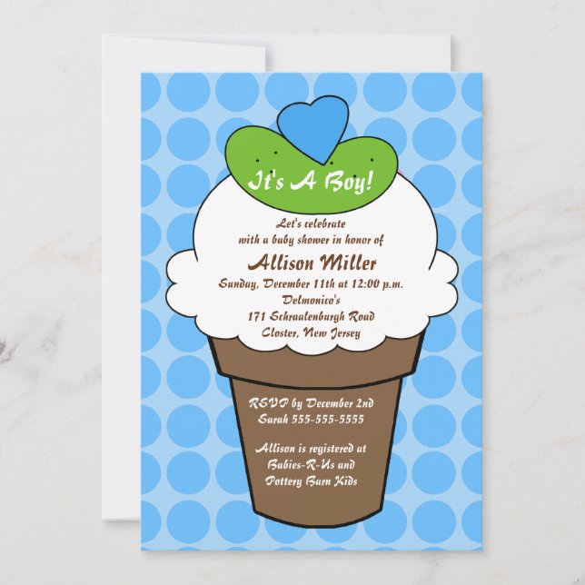 Invitation Baby shower de garçon de conserves au vinaigre et (Devant)