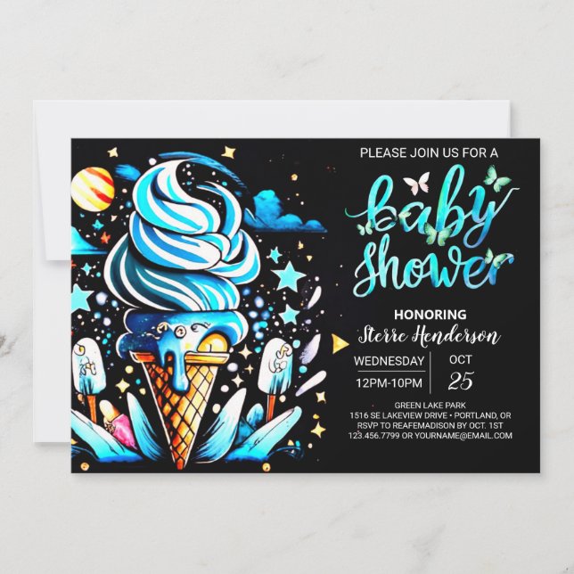 Invitation Baby shower de garçon de crème glacée Scoop enchan (Devant)