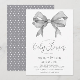 Invitation Baby shower de Garçon de Grey Bow