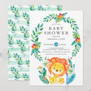 Invitation Baby shower de garçon de Jungle Lion