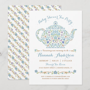 Invitation Baby shower de garçon de Tea Party