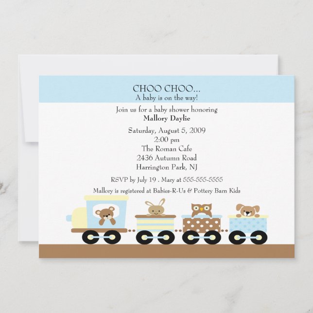 Invitation Baby shower de garçon de train de bébé de Choo (Devant)