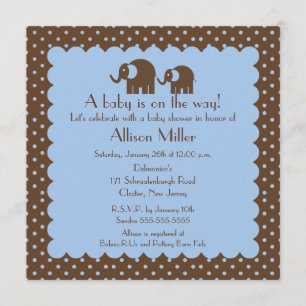 Invitation Baby shower de garçon d'éléphant de maman et de