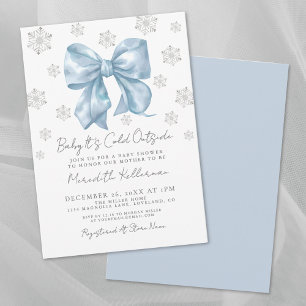 Invitation Baby shower de garçon d'hiver Blue Bow