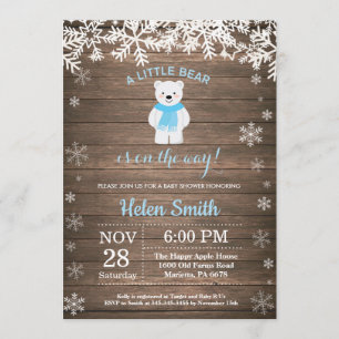 Invitation Baby shower de garçon d'hiver de l'ours polaire ru