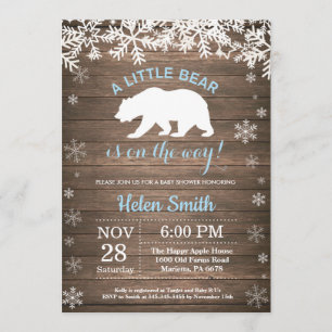 Invitation Baby shower de garçon d'hiver de l'ours polaire ru
