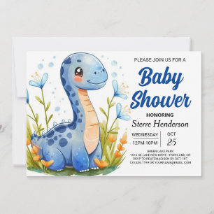 Invitation Baby shower de garçon Dinosaur numérique mignonne 