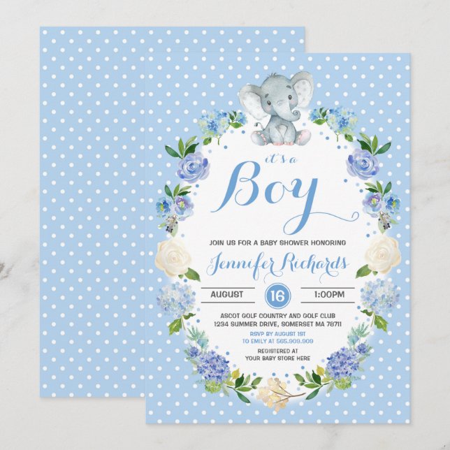 Invitation Baby shower de garçon d'invitation de baby shower (Devant / Derrière)