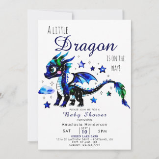 Invitation Baby shower de garçon Dragon personnalisé et simpl