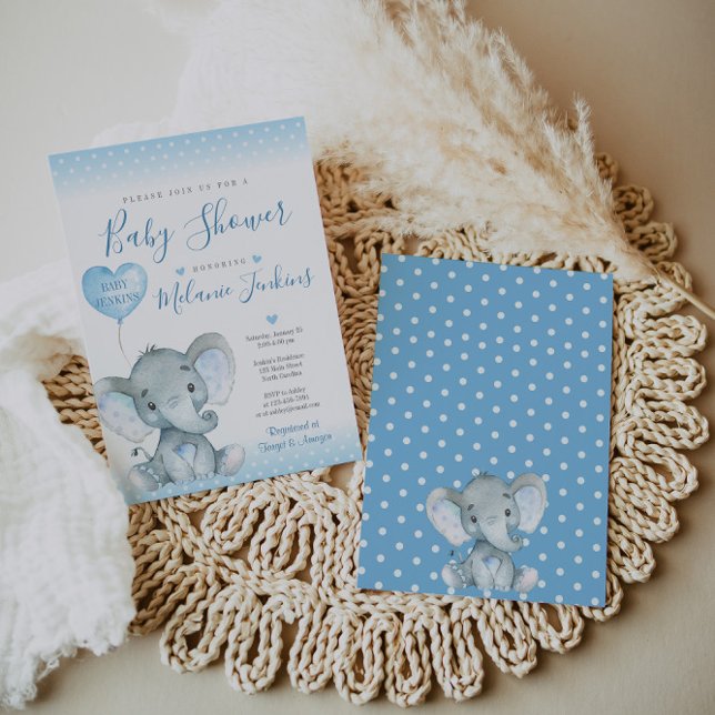 Invitation Baby shower de garçon éléphant (Créateur téléchargé)