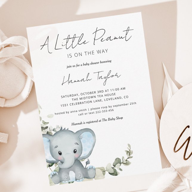 Invitation Baby shower de garçon éléphant (Créateur téléchargé)
