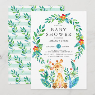 Invitation Baby shower de garçon Jungle Giraffe