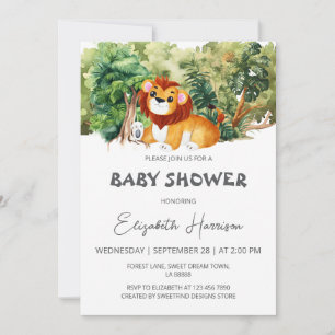 Invitation Baby shower de garçon Lion Jungle