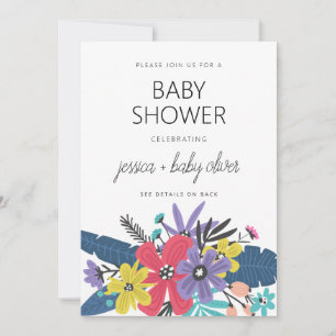 Invitation Baby shower de garçon moderne Boho Flowers
