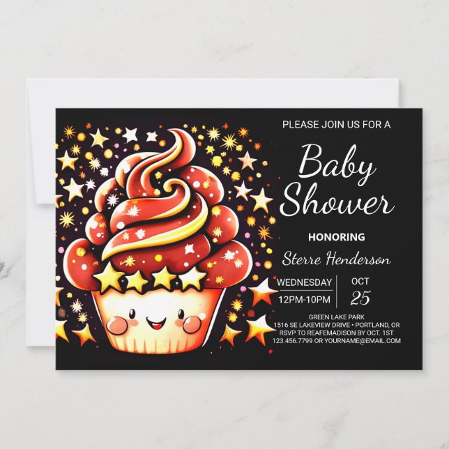 Invitation Baby shower de garçon Muffin Personnalisé Cute Enc (Devant)