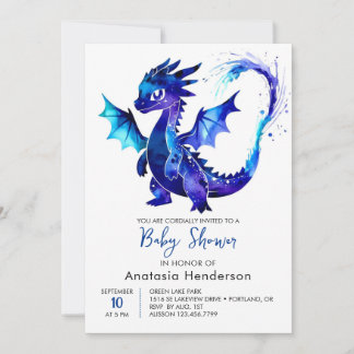 Invitation Baby shower de garçon Pastel Digital Dragon