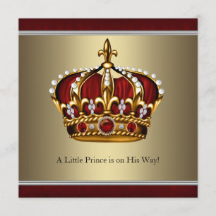 Invitation Baby shower de garçon Prince de la Couronne rouge