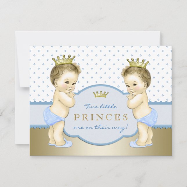 Invitation Baby shower de garçon Prince Twin (Devant)