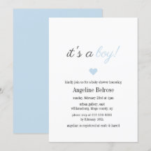 Baby shower de garçon simple et élégant bleu