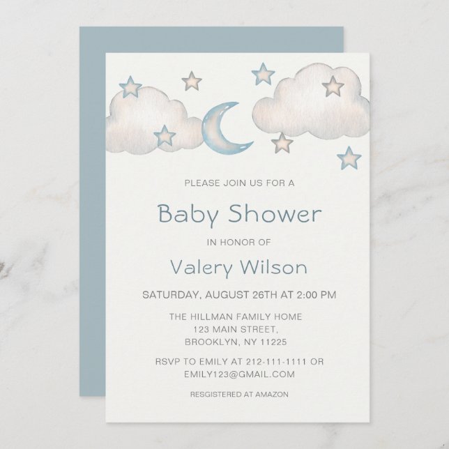 Invitation Baby shower de garçon Turquoise Mint (Devant / Derrière)