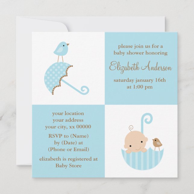 Invitation Baby shower de garçons (Devant)