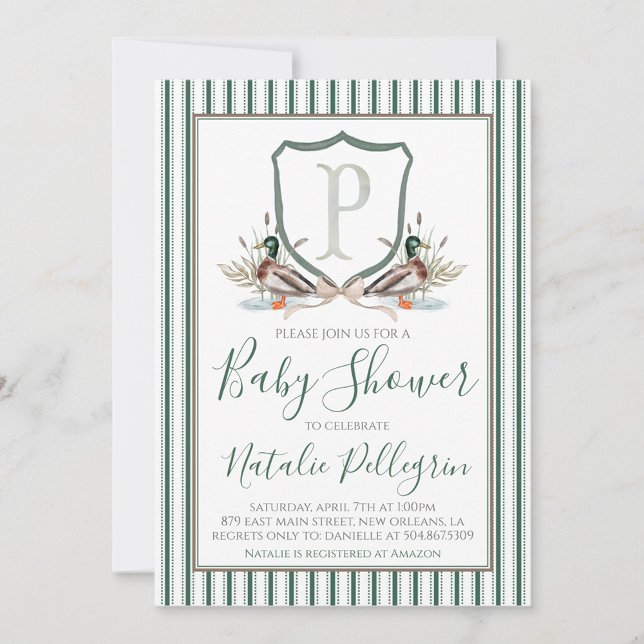 Invitation Baby shower de garçons de canard du sud de Preppy (Créateur téléchargé)