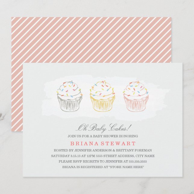 Invitation Baby shower de gâteaux sucrés (Devant / Derrière)
