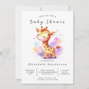 Invitation Baby shower de girafe editable enchanté