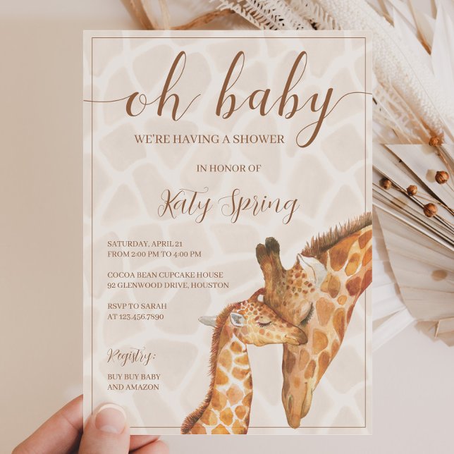 Invitation Baby shower de girafe neutre pour les f (Créateur téléchargé)
