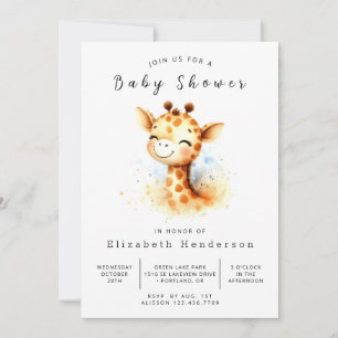 Invitation Baby shower de girafe personnalisé chic