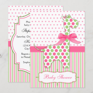 Invitation Baby shower de girafe rose et verte