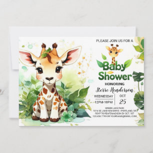 Invitation Baby shower de girafe Safari One Wild