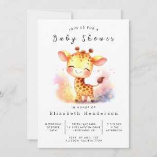 Invitation Baby shower de girafe Whimsy Printable
