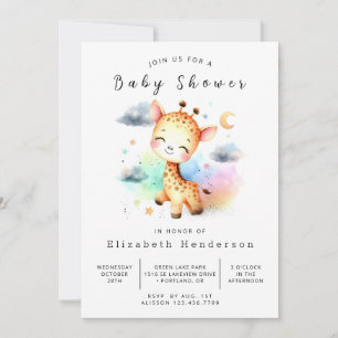 Invitation Baby shower de Giraffe éditable Pastel