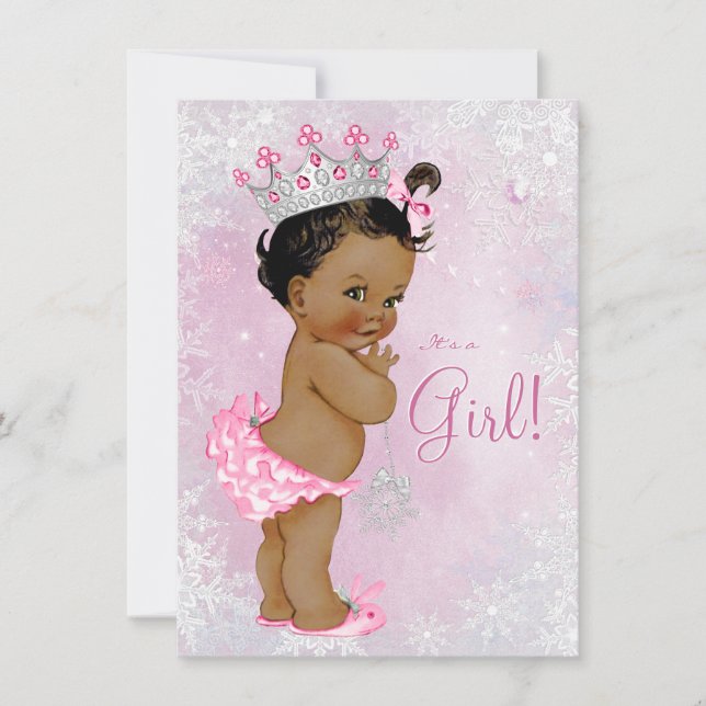 Invitation Baby shower de Girls Winter Wonderland (Devant)