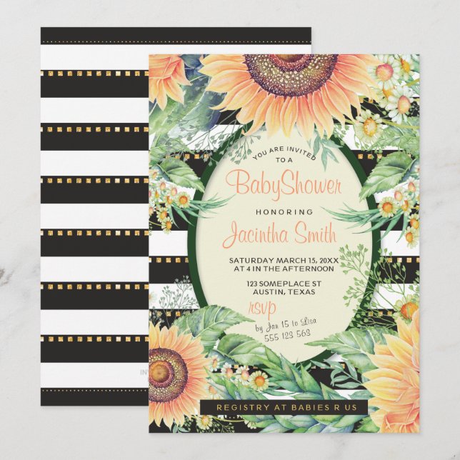 Invitation Baby shower de glaces Tournesol | Rustique moderne (Devant / Derrière)