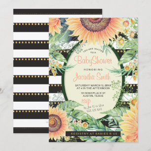 Invitation Baby shower de glaces Tournesol   Rustique moderne