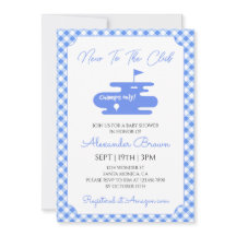 Baby shower de golf au vichy bleu
