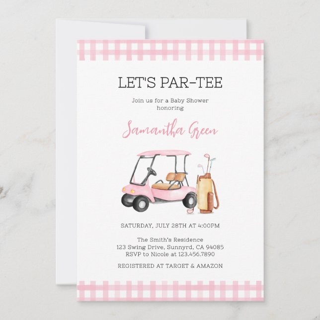 Invitation Baby shower de golf pour filles (Devant)
