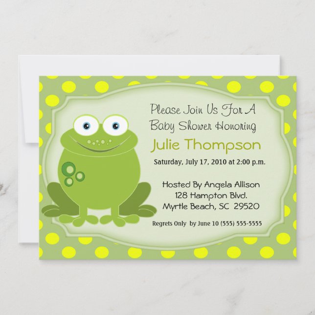 Invitation Baby shower de grenouille (Devant)