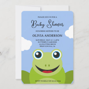 Invitation Baby shower de grenouille caricature mignonne