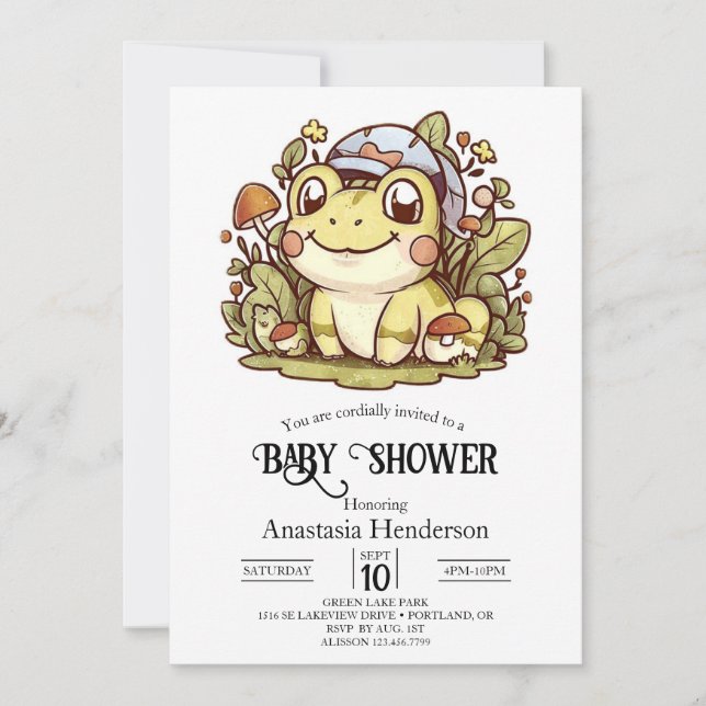 Invitation Baby shower de grenouille lunaire coloré (Devant)