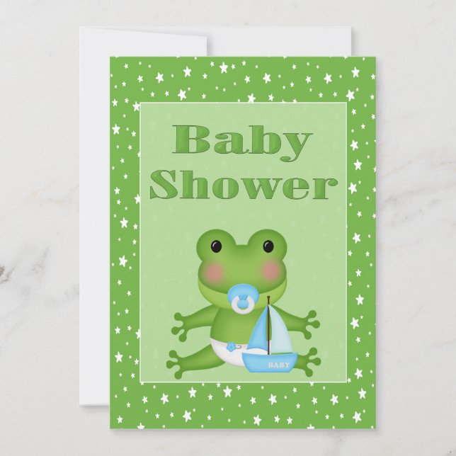 Invitation Baby shower de grenouille mignonne (Devant)