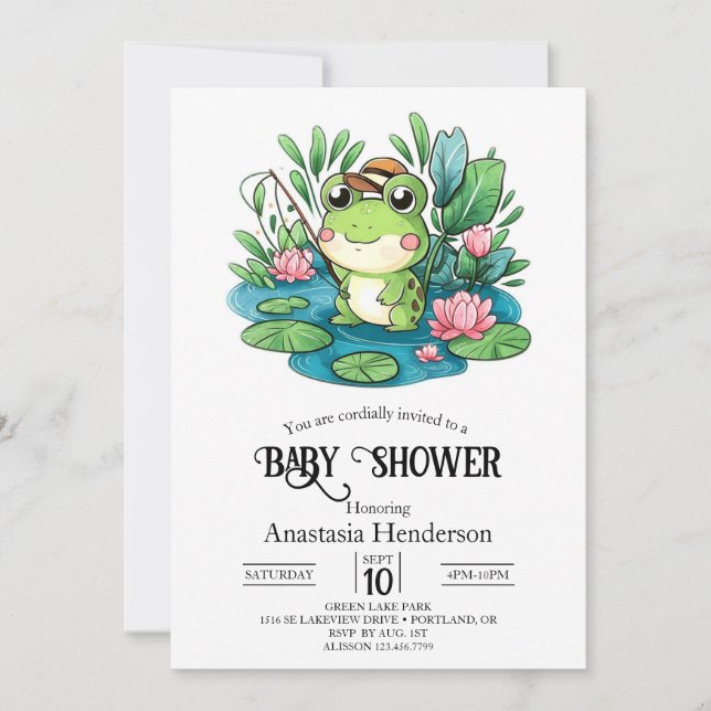 Invitation Baby shower de grenouille Pastel de charme (Devant)