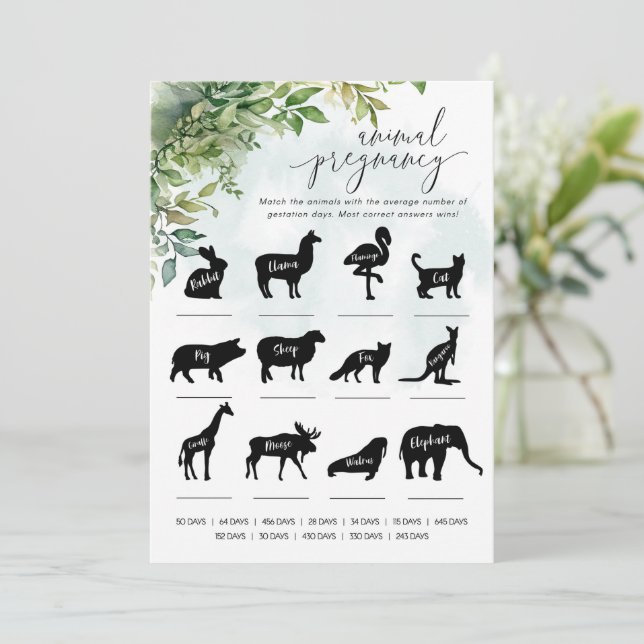 Invitation Baby shower de grossesse animale (Debout devant)