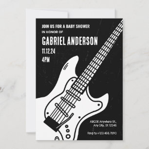 Invitation Baby shower de guitare rock