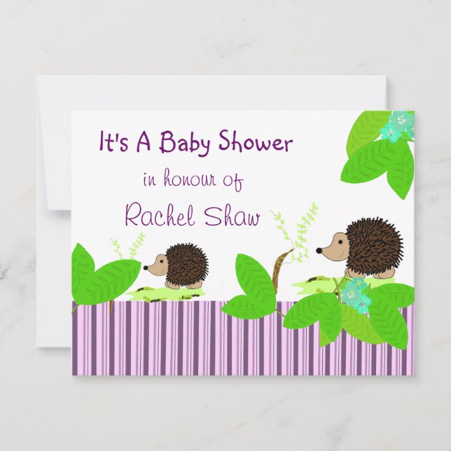 Invitation Baby shower de hérisson (Devant)