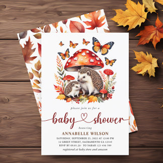 Invitation Baby shower de hérisson d'automne Woodland