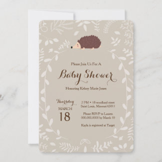 Invitation Baby shower de hérisson Woodland